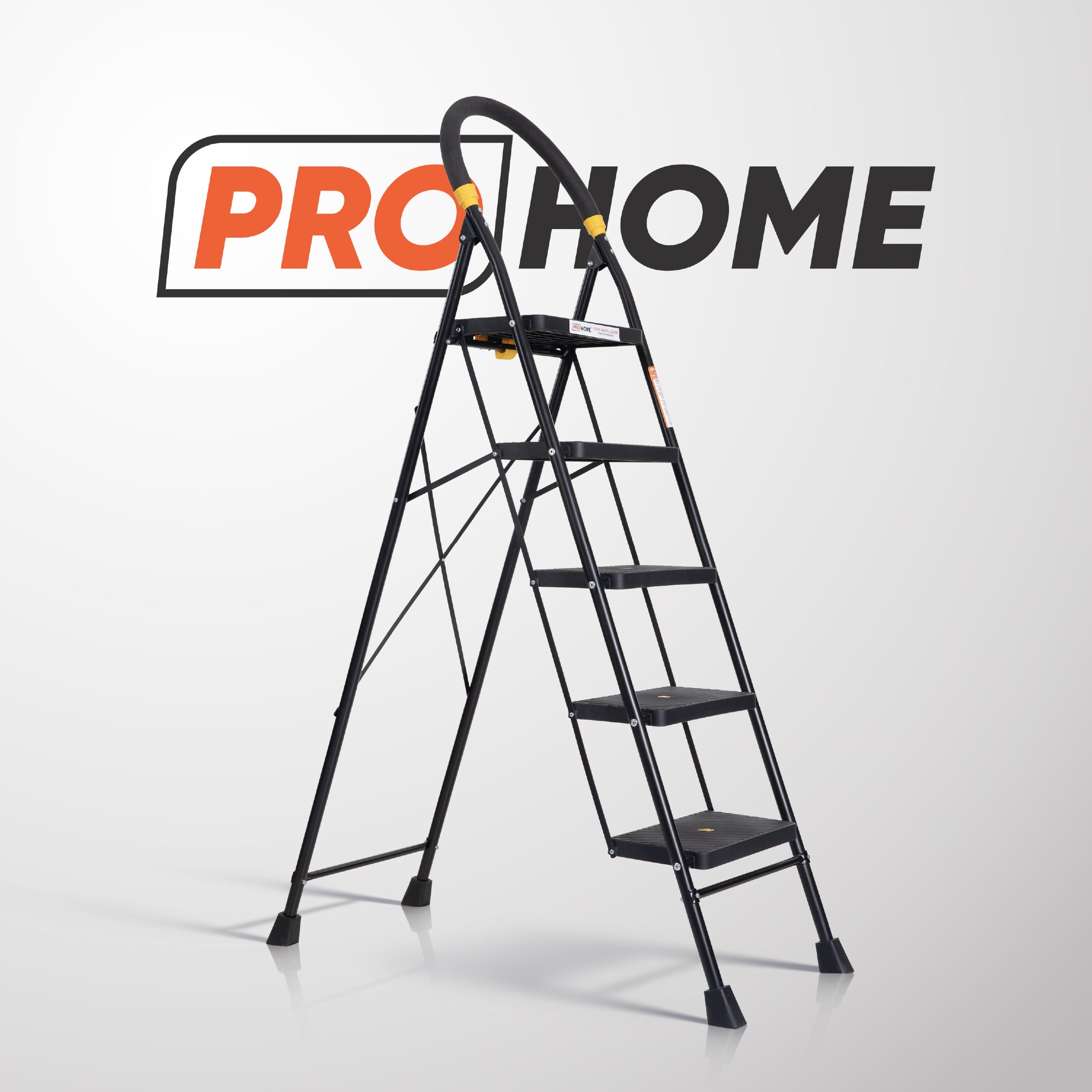 Eco 5 Step Steel Ladder Anti Skid shoes Steel Ladder (Black)