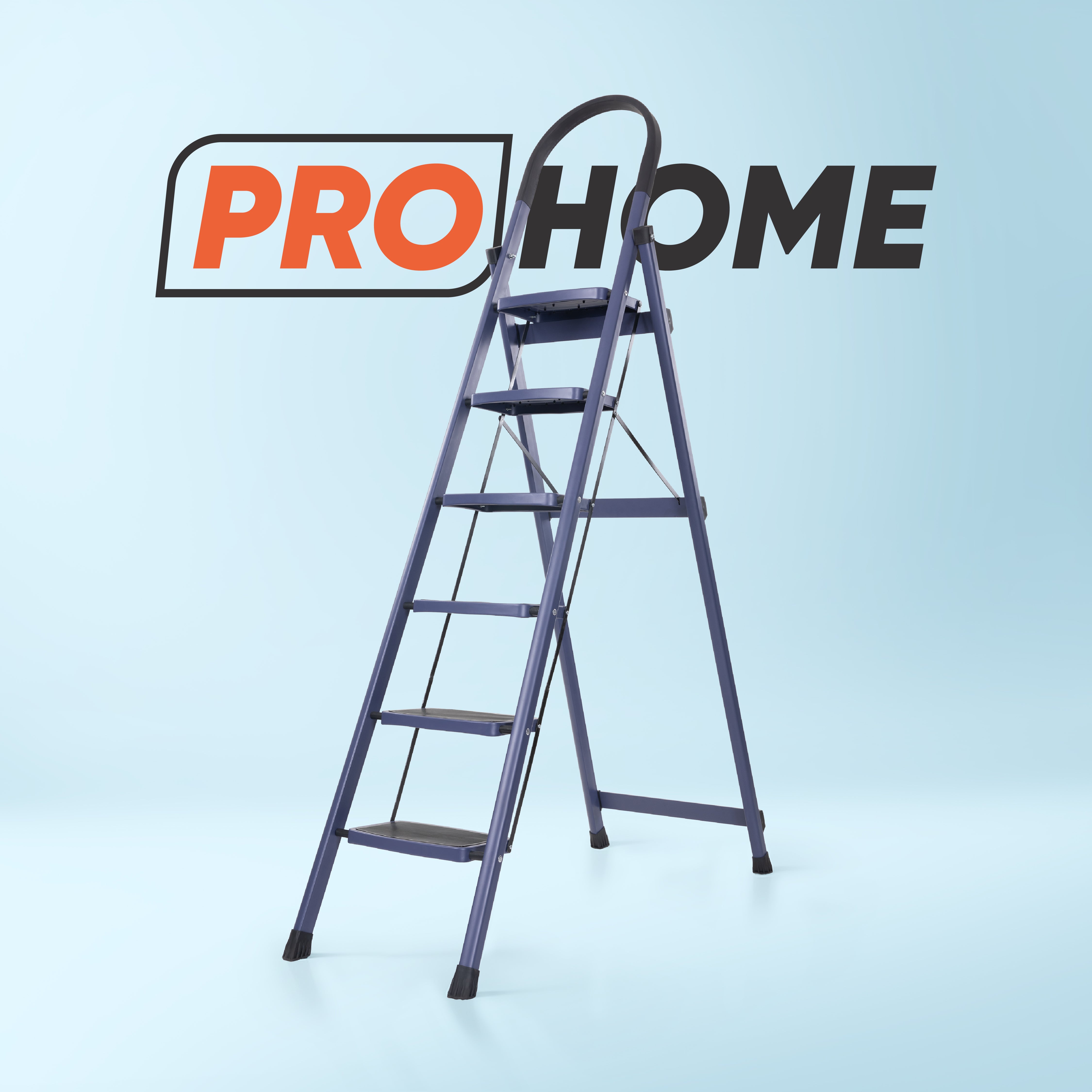 Premium Vetro 6 Step Foldable Steel Ladder (Blue)