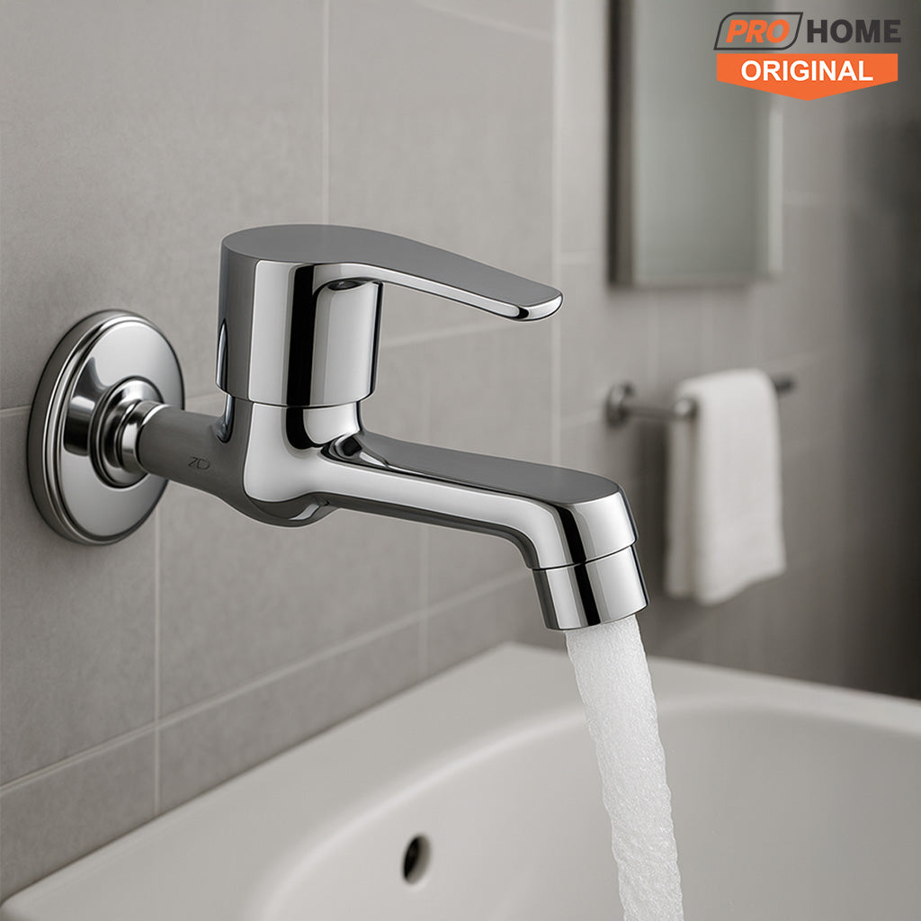 ProHome Pureflow High-Pressure Brass Bib Tap | Wall-Concealed Hot & Cold Water Faucet for Kitchen & Bathroom | Durable & Rust-Resistant