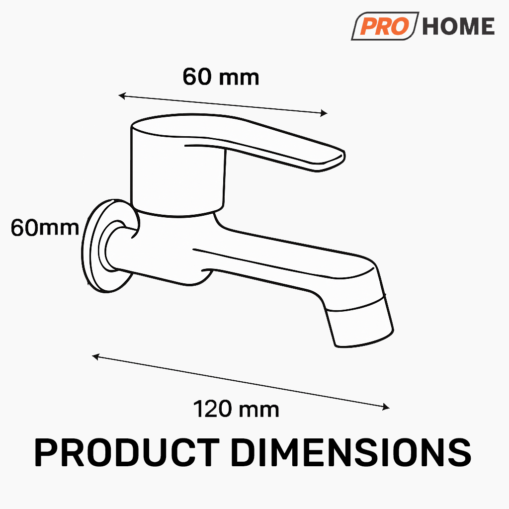 ProHome Pureflow High-Pressure Brass Bib Tap | Wall-Concealed Hot & Cold Water Faucet for Kitchen & Bathroom | Durable & Rust-Resistant