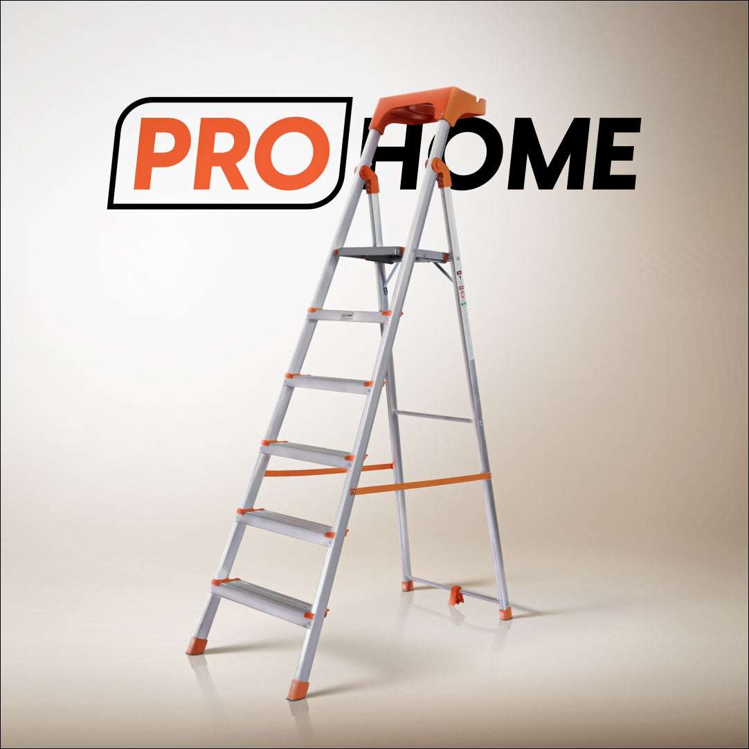 Apex 6 Step Heavy-Duty Foldable Ladder with Tool Tray & 5 Anti-Slip Shoes.