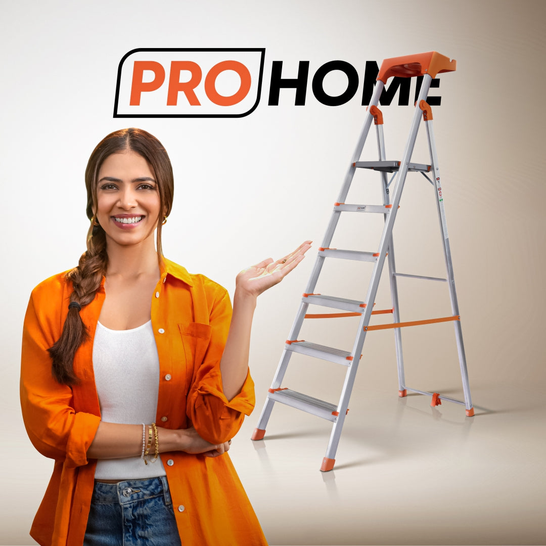 Apex 6 Step Heavy-Duty Foldable Ladder with Tool Tray & 5 Anti-Slip Shoes.