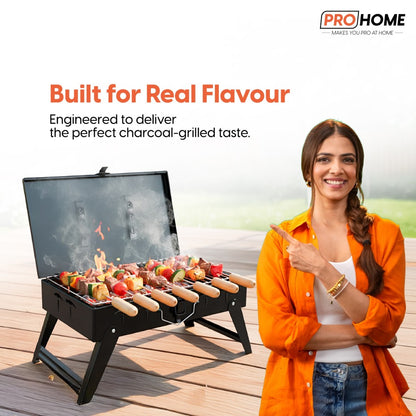 ProHome Portable Folding BBQ Grill | Heat-Resistant Food-Grade Metal | Easy to Clean