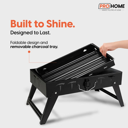 ProHome Portable Folding BBQ Grill | Heat-Resistant Food-Grade Metal | Easy to Clean