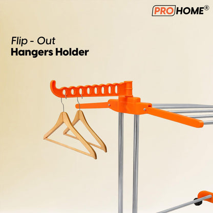 ProHome 3-Tier Steel Floor Cloth Drying Stand with Wheels | Rust-Free Premium Build