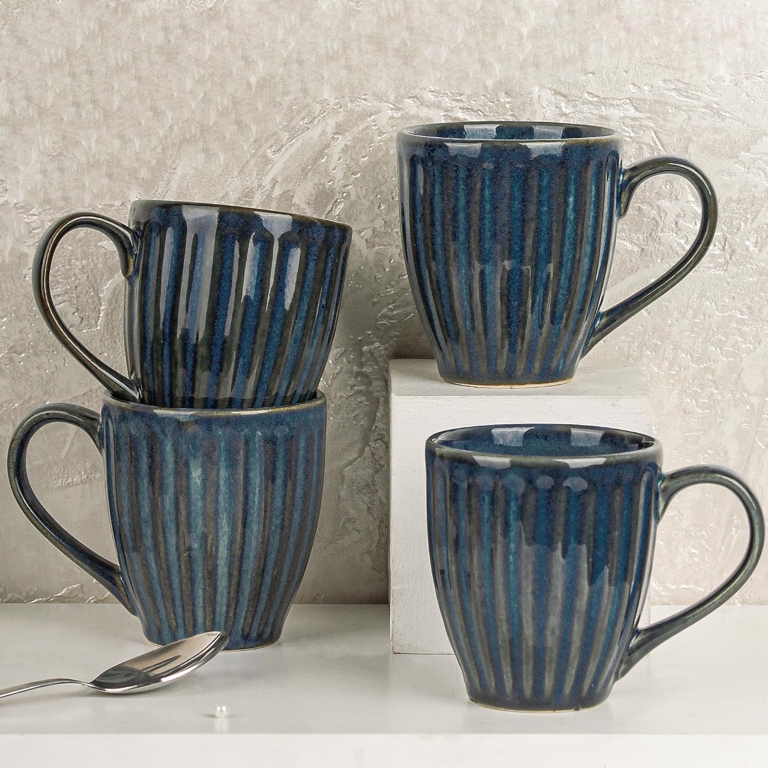 ProHome Royal Blue Ceramic Coffee & Tea Mug (Pack of 4) (Royal Blue)