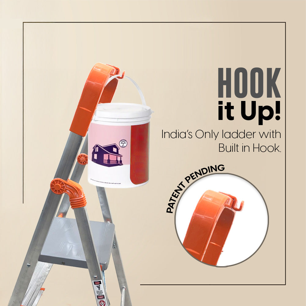 ProHome Aqua 4 Step Aluminum Ladder with Anti-Slip Shoes and Wide Platform