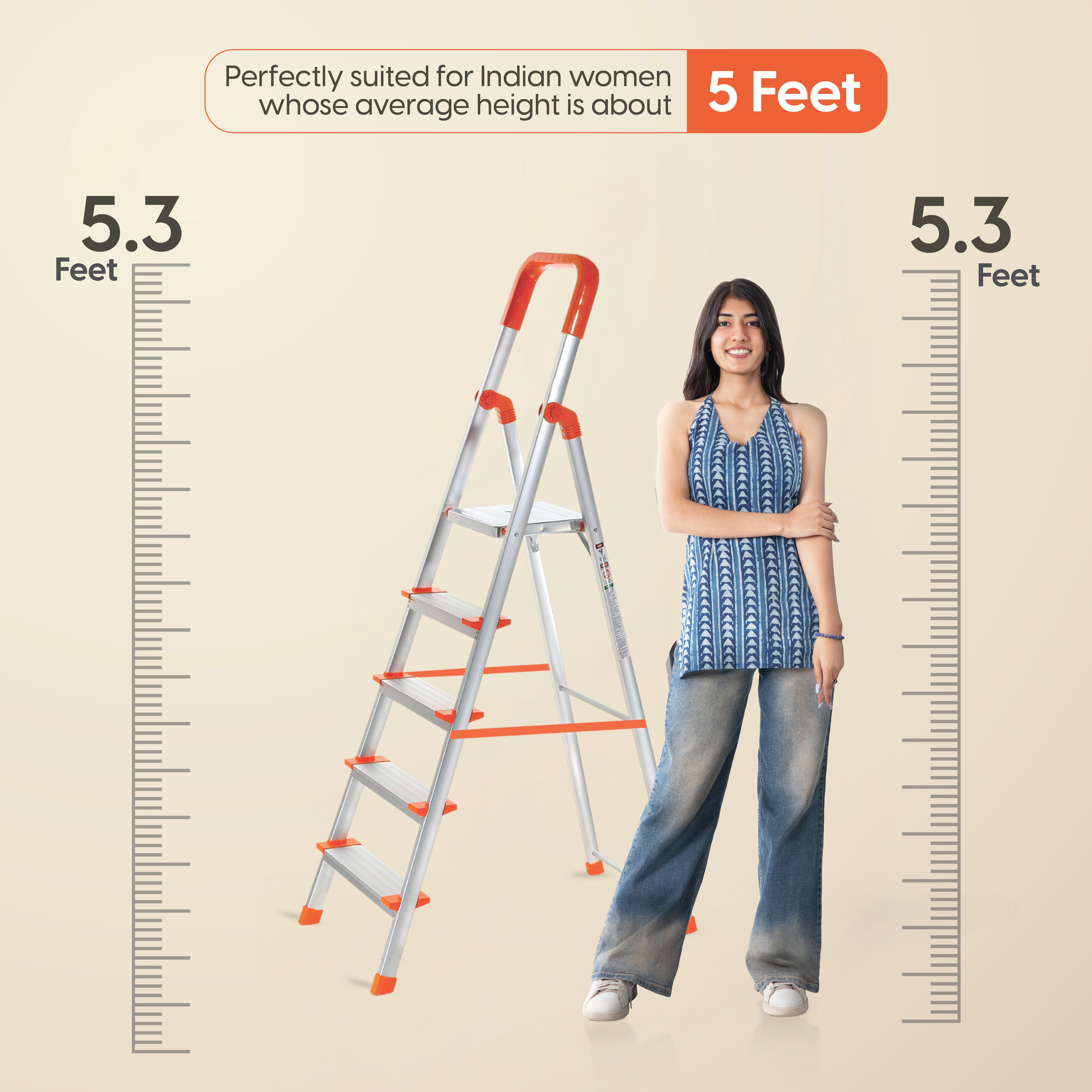 ProHome Aqua 4 Step Aluminum Ladder with Anti-Slip Shoes and Wide Platform