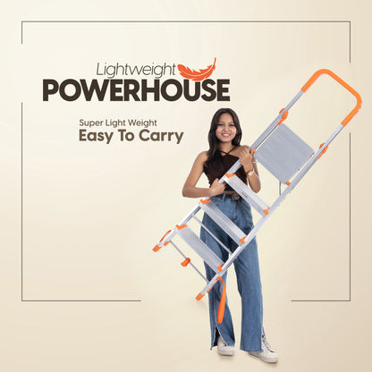 ProHome Aqua 4 Step Aluminum Ladder with Anti-Slip Shoes and Wide Platform