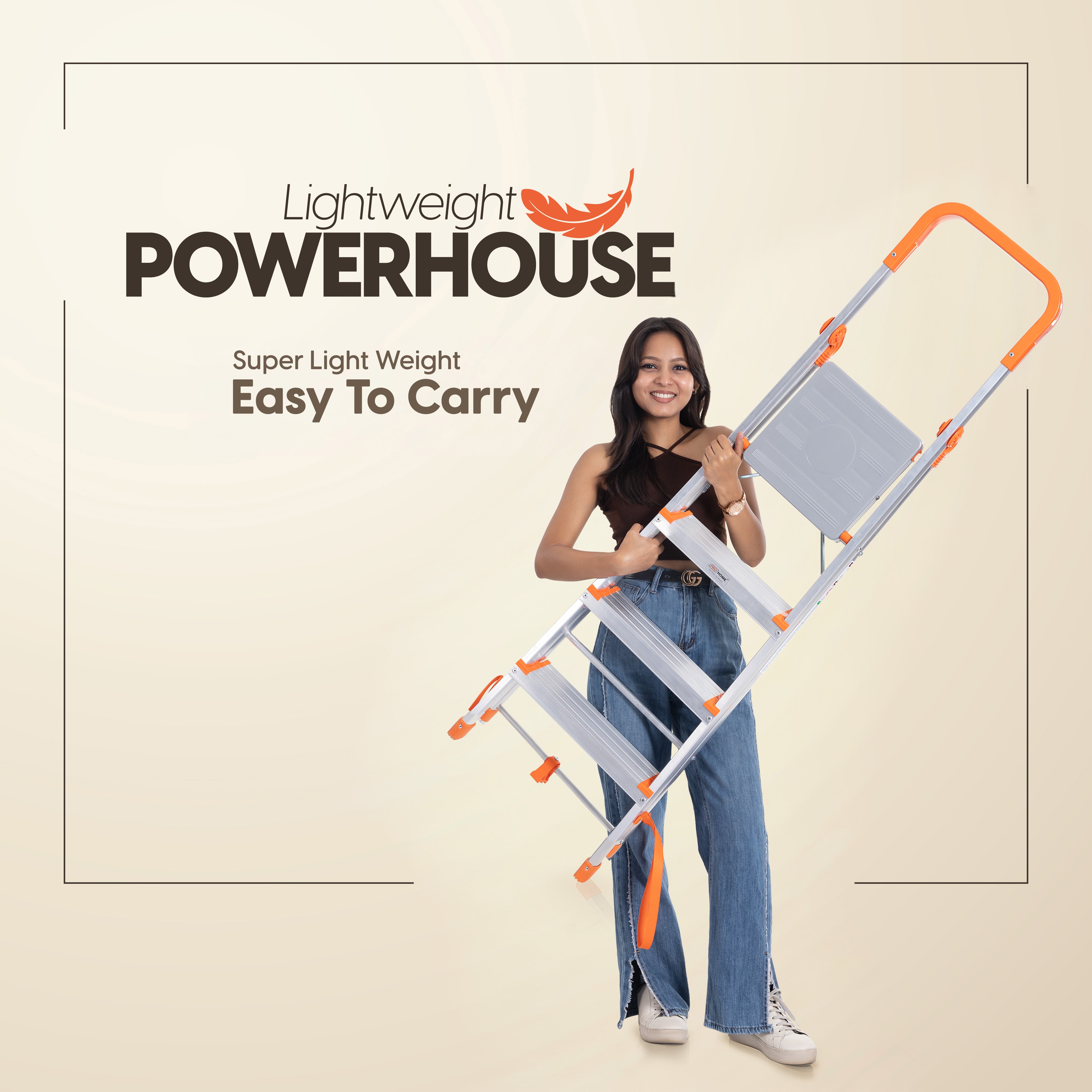 ProHome Aqua 4 Step Aluminum Ladder with Anti-Slip Shoes and Wide Platform