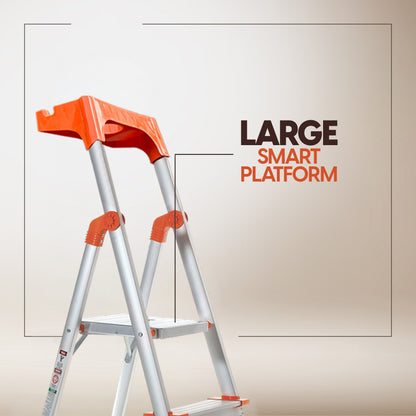 ProHome Apex 2 Step Heavy Duty Ladder with Tool Tray & Anti-Slip Shoes | Compact Aluminum Step Ladder for Home & Office Use