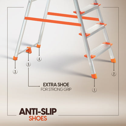 ProHome Apex 2 Step Heavy Duty Ladder with Tool Tray & Anti-Slip Shoes | Compact Aluminum Step Ladder for Home & Office Use