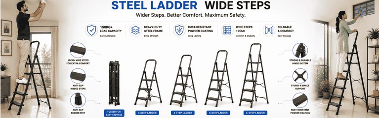 Steel Ladder Wide Steps