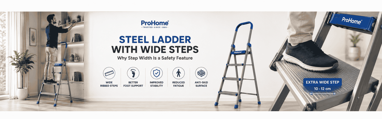 Steel Ladder with Wide Steps