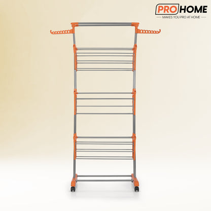 ProHome 4-Tier Steel Tower Cloth Dryer Stand with Wheels | Heavy Duty & Space-Saving Laundry Rack