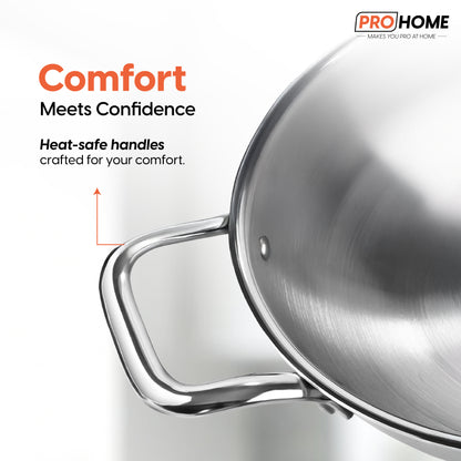 ProHome Triply Stainless Steel Kadhai 20 cm | 1.53 L Capacity