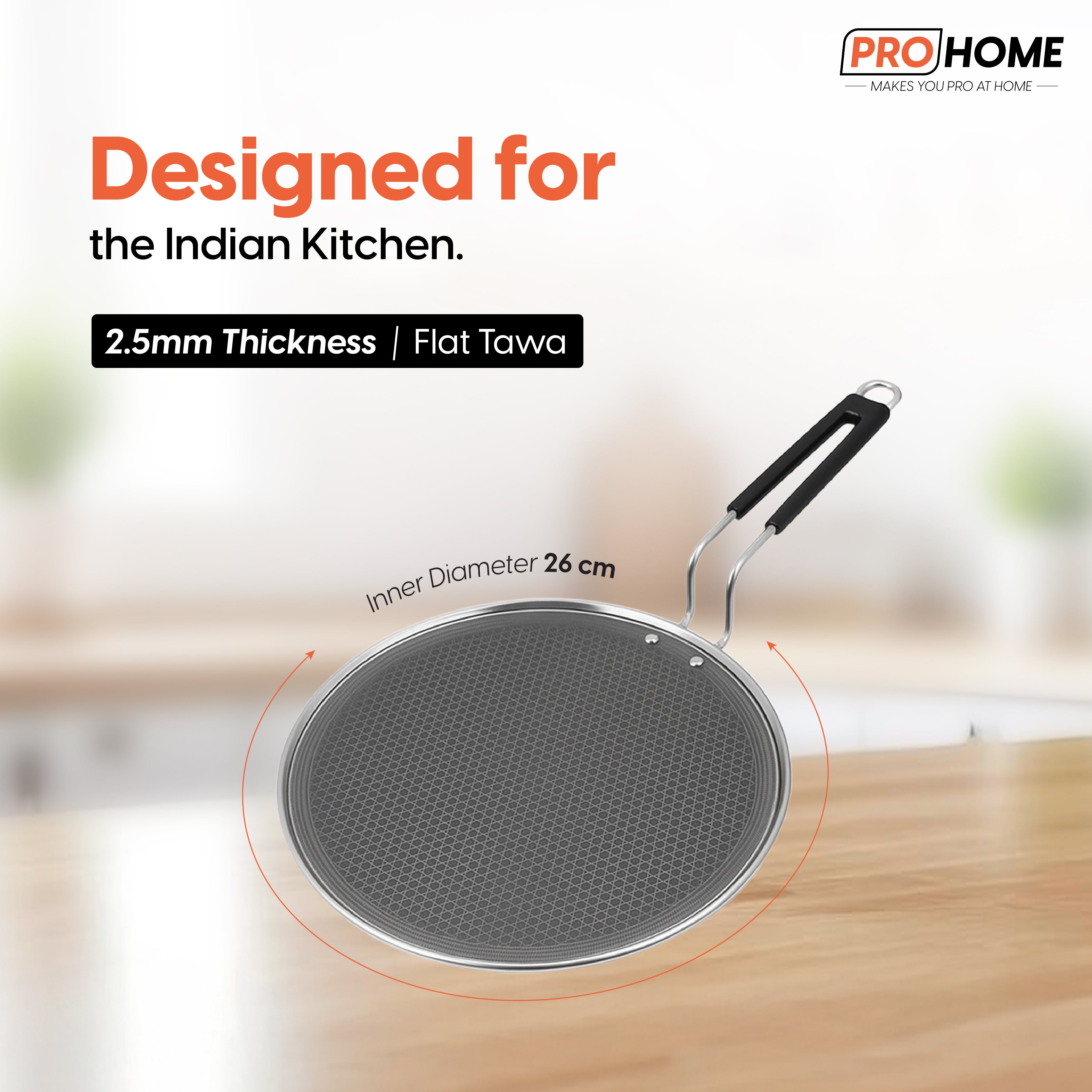 ProHome Non-Stick Tawa – 26 cm Flat Pan for Perfect Roti, Dosa & Pancakes