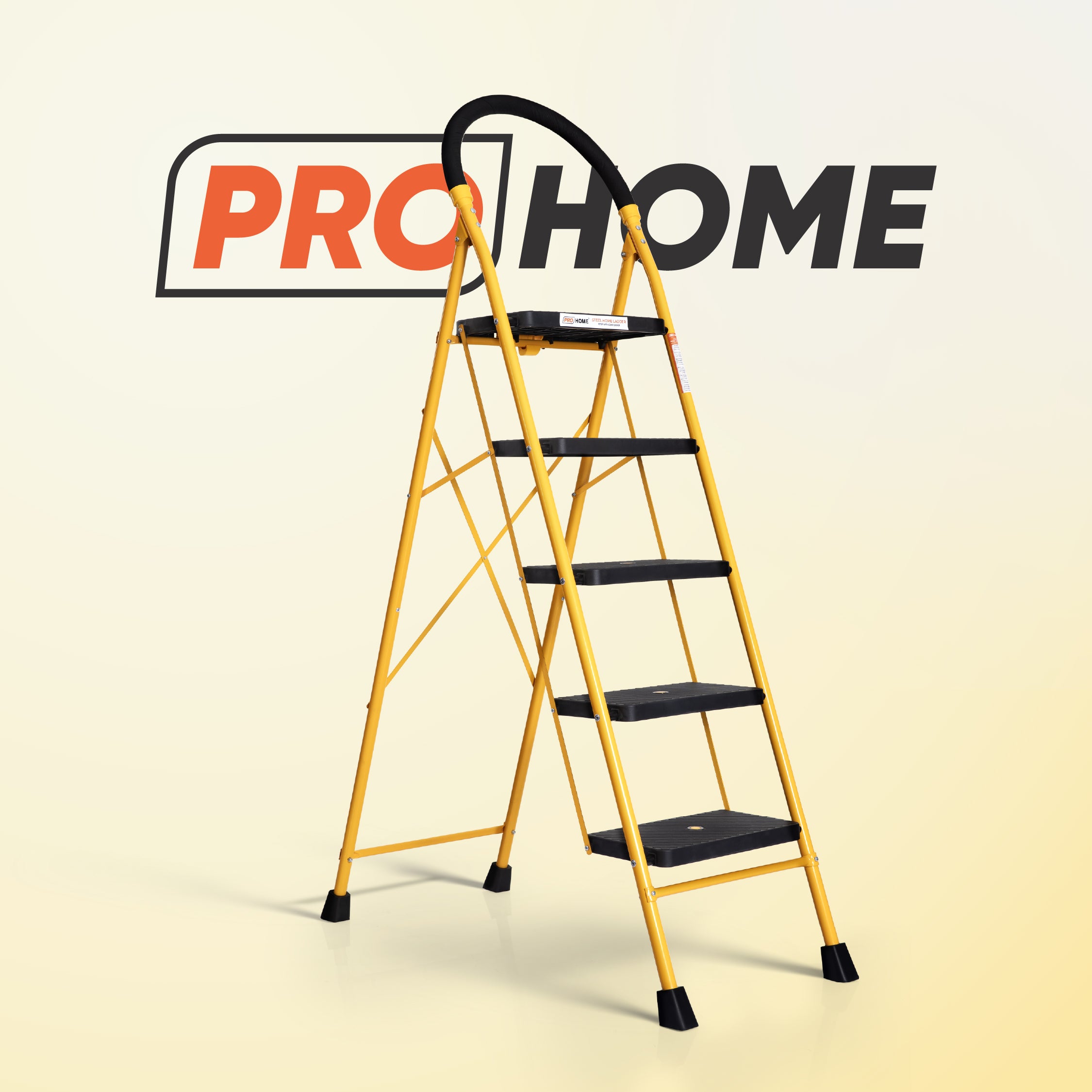 Eco 5 Step Steel Ladder Anti Skid shoes Steel Ladder (Yellow)