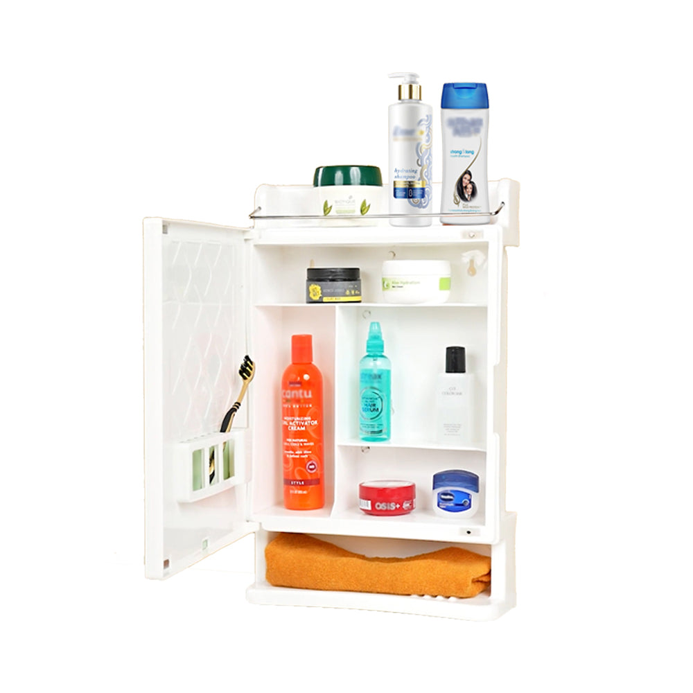 PROHOME Wall-Mounted Bathroom Mirror Cabinet with 6 Shelves | Space-Saving Storage Organizer – White