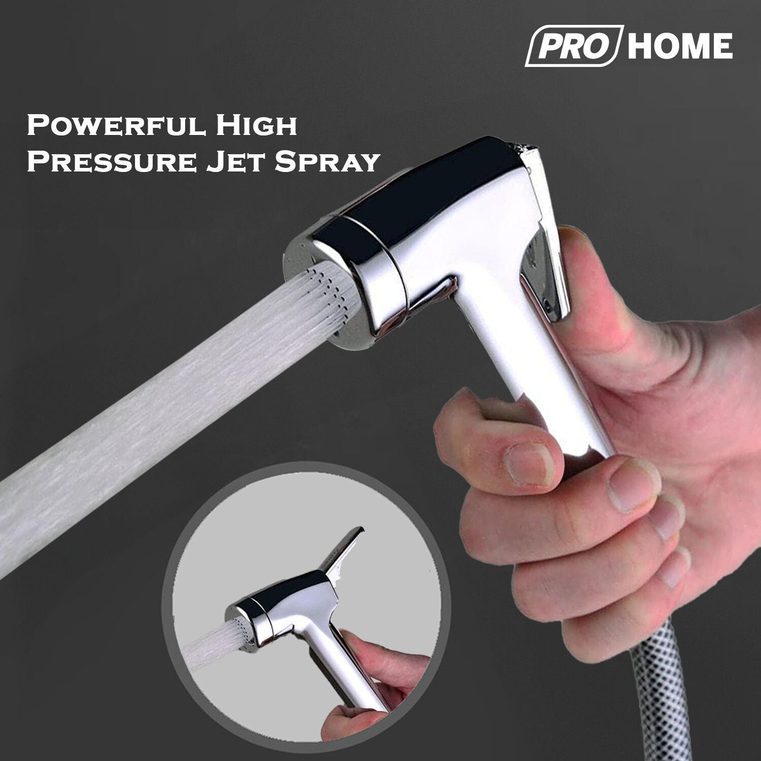 ProHome ABS Health Faucet with 1m Hose & Wall Hook – Chrome Finish