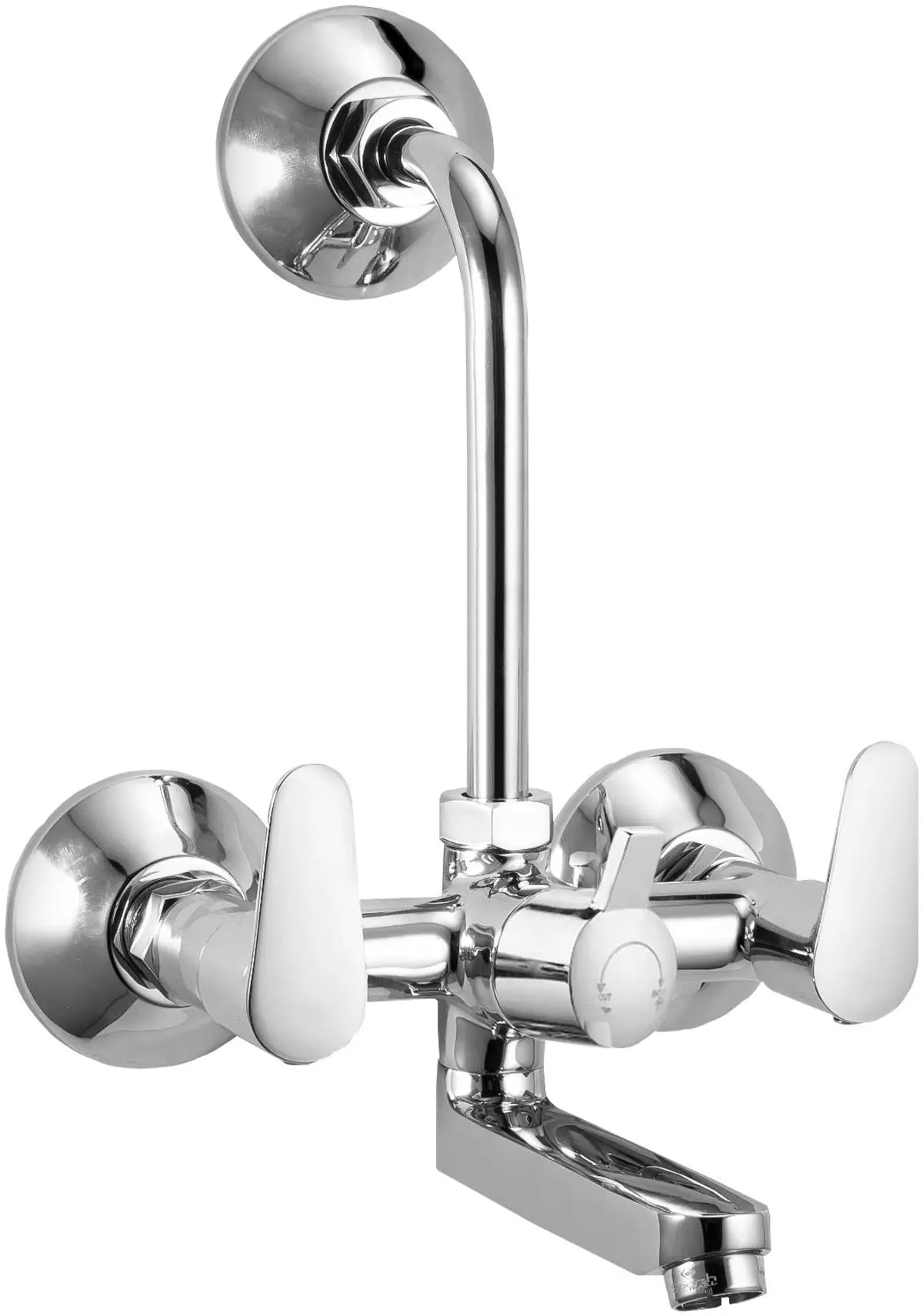 Benelave by Prohome Brass Wall Mixer for Bathroom | Chrome Finish Faucet with Stainless Steel L-Bend Pipe Overhead Shower, Hot & Cold Water Control, Durable Stylish Bath Fittings